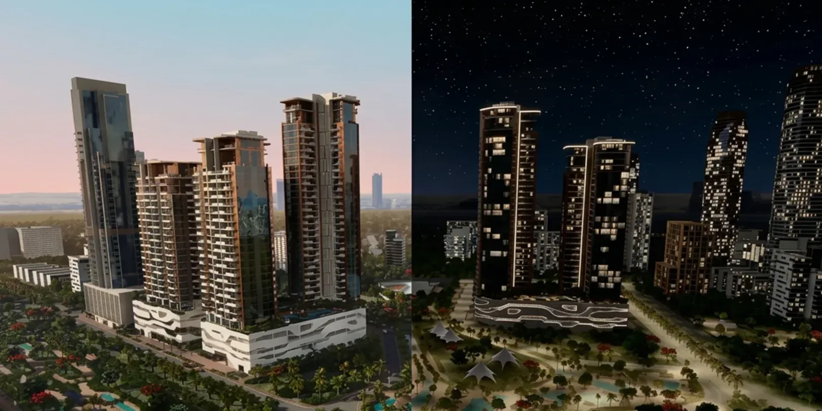 Aynı proje yan yana: solda gündüz, sağda gece